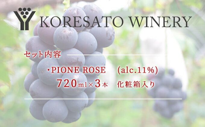 【ふるさと納税】是里 ワイン PIONE ROSE 3本 セット ピオーネ ぶどう 葡萄 お酒 果実酒 洋酒 岡山 赤磐市　【ワイン お酒 ロゼ 洋酒 果実酒】 3