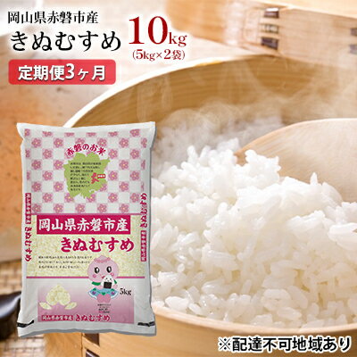 【ふるさと納税】【定期便3ヶ月】特Aランク きぬむすめ 10kg（5kg×2袋）岡山県赤磐市産　【定期便・米・お米・きぬむすめ・特Aランク・3ヶ月・3回】