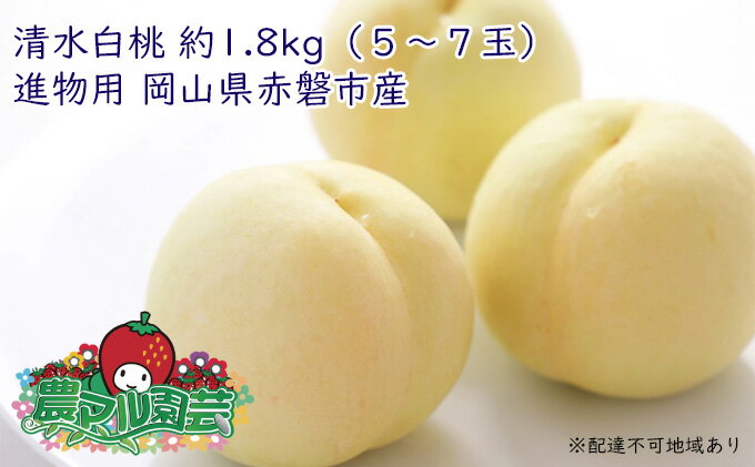 【ふるさと納税】桃 2024年 先行予約 清水 白桃 約1.8kg 5～7玉 進物用 もも モモ フルーツ 果物 岡山 赤磐市産 農マル園芸 あかいわ農園　【果物 もも 桃 フルーツ 白鳳 家庭用】　お届け：2024年7月中旬～2024年8月上旬