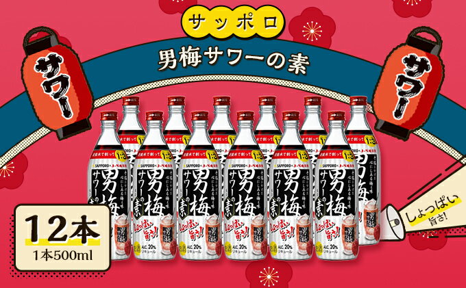 【ふるさと納税】サッポロ 男梅サワー の素 12本（1本500ml） 男梅 サワー 梅味 お酒 原液　【 お酒 梅味 家飲み 宅飲み 晩酌 割りもの しょっぱい旨さ 濃厚な味わい 原液 】