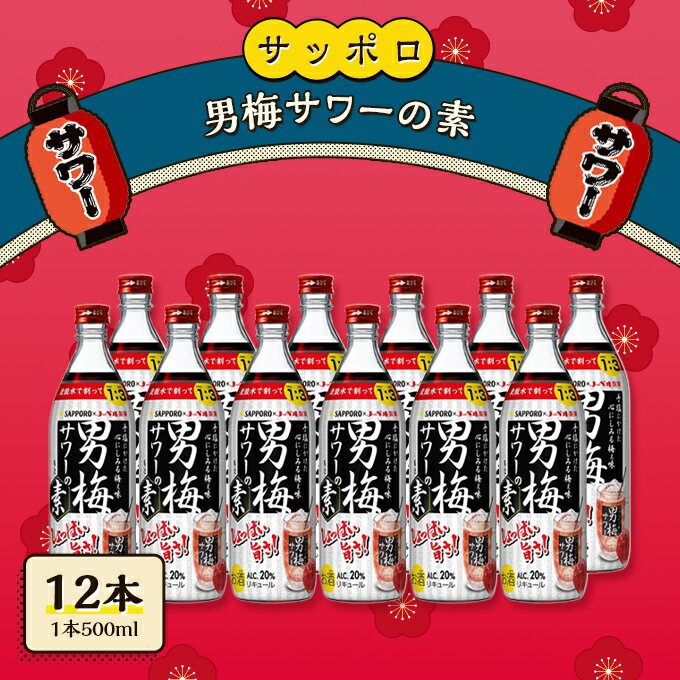 【ふるさと納税】サッポロ 男梅サワー の素 12本（1本500ml） 男梅 サワー 梅味 お酒 原液　【 お酒 ...