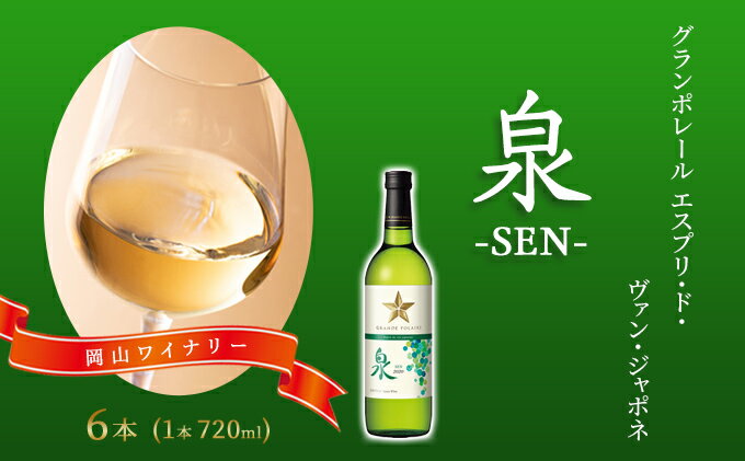 【ふるさと納税】ワイン グランポレール エスプリ・ド・ヴァン・ジャポネ 泉 -SEN- 6本（1本 720ml）白ワイン 中辛口 サッポロビール 岡山ワイナリー　【 お酒 国産ワイン 爽やか ほのかな渋み 酸味 】