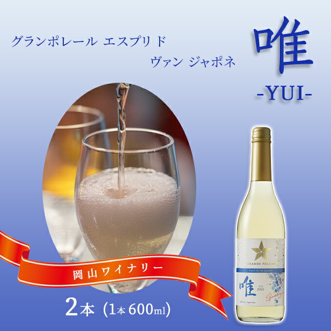 【ふるさと納税】ワイン グランポレール エスプリ ド ヴァン ジャポネ 唯-YUI- 2本（1本 600ml）スパークリングワイン 中辛口 サッポロビール 岡山ワイナリー　【 お酒 爽やかな酸味 やや辛口 飲みやすい 微発泡 】