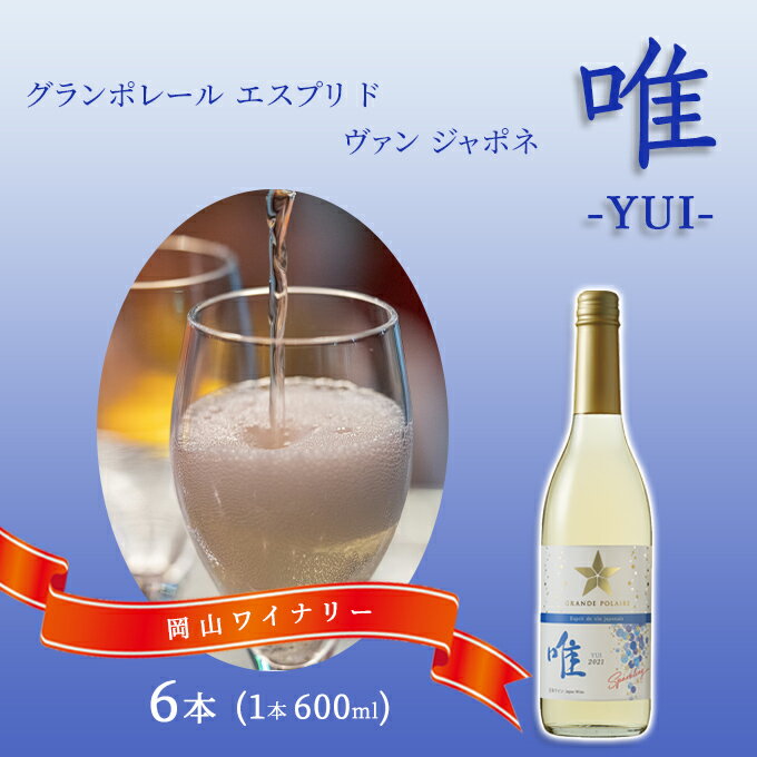 【ふるさと納税】ワイン グランポレール エスプリ ド ヴァン ジャポネ 唯-YUI- 6本（1本 600ml）スパークリングワイン 中辛口 サッポロビール 岡山ワイナリー　【 お酒 爽やかな酸味 やや辛口 飲みやすい 微発泡 】