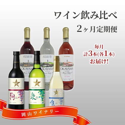 ワイン 飲み比べ 定期便 2ヶ月 サッポロ 岡山 ワイナリー お酒 ワイン ぶどう　【定期便・赤磐市】