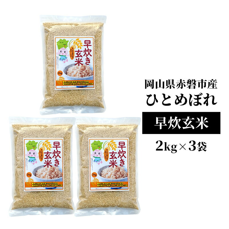 早炊き 玄米 ひとめぼれ 2kg ×3袋 岡山県赤磐市産 米 お米 コメ おこめ 早炊き米 早炊き玄米 国産 岡山 [赤磐市]