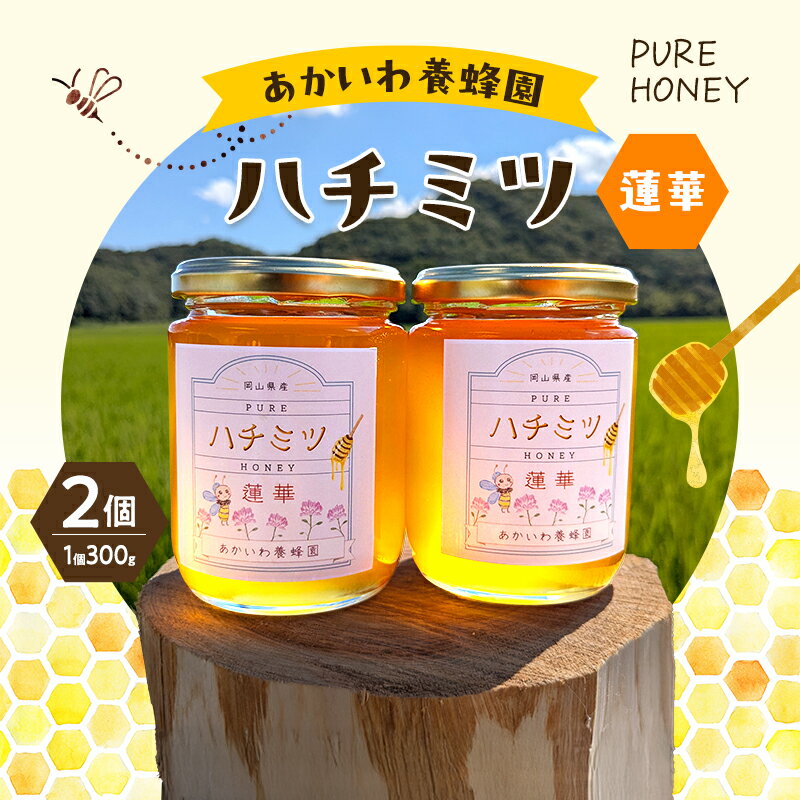 【ふるさと納税】はちみつ 蓮華蜂蜜 1個300g 2個入り ハチミツ 蜂蜜 れんげ 天然 非加熱 岡山 赤磐市