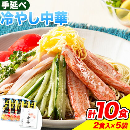 中華麺 冷やし中華 冷麺 細麺 国産 手延べ冷やし中華 タレ付き 1袋300g ( 麺 180g スープ 60g×2 ) 2食入 × 5袋 計10食 奥島屋 株式会社奥島創麺巧房《30日以内に発送予定(土日祝除く)》岡山県 浅口市 送料無料