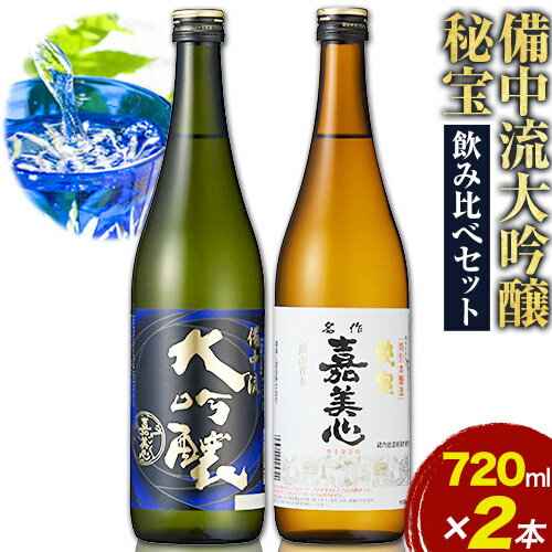 【ふるさと納税】 備中流大吟醸 秘宝 飲み比べセット コンクール金賞受賞 各720ml 計2本 嘉美心酒造 《30日以内に出荷予定(土日祝除く)》 岡山県 浅口市 送料無料 日本酒 酒 大吟醸 さけ お酒 備中流