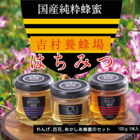 はちみつ 和気町産純粋蜂蜜 純雫100g3本入り(れんげ・あかしあ・百花)CC-80