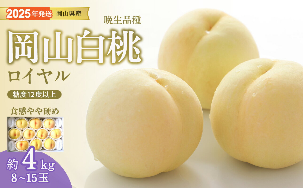 【ふるさと納税】白桃 特秀 ロイヤル 大玉 晩生品種 4kg 岡山県産 桃 もも 御中元 ギフト 御礼 プレゼント 御礼 御祝 御供 果物 くだもの フルーツ　MM-30