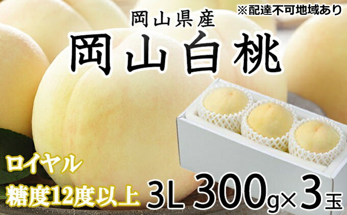 【ふるさと納税】桃 2024年 先行予約 岡山 白桃 ロイヤル 3玉×約300g（3Lサイズ） JA おかやま のもも（早生種・中生種） もも モモ 岡山県産 国産 フルーツ 果物 ギフト　【 岡山 甘い 美味しい 産地直送 贈り物 ギフト 高糖度 】　お届け：2024年7月上旬～2024年8月中旬