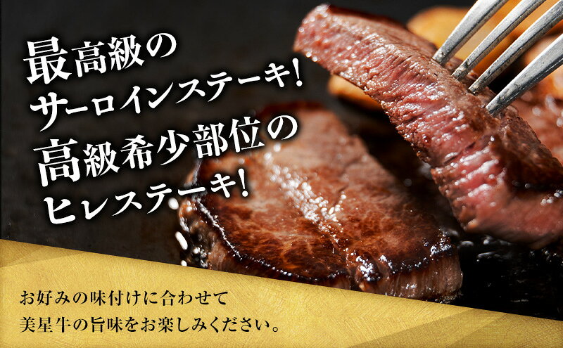 【ふるさと納税】【数量限定】美星和牛 サーロインステーキ約800g（約200g×4枚）＆ヒレステーキ約600g（約150g×4枚） 牛肉 送料無料　お届け：準備でき次第、順次発送いたします。 f334456-satosho-10000837 岡山県里庄町 サンプル画像3