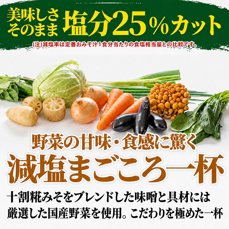 【ふるさと納税】味噌汁 スープ フリーズドライ アマノフーズ まごころ一杯減塩おみそ汁 ギフト 350GA（20食） インスタント レトルト f334456-satosho-10001235 岡山県里庄町 サンプル画像2