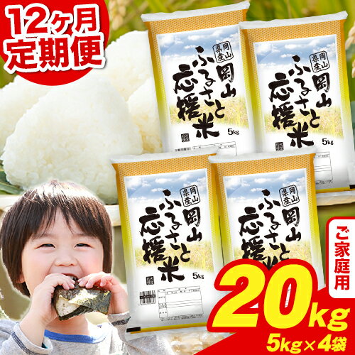 【ふるさと納税】12ヶ月定期便 岡山ふるさと応援米20kg(5kg×4袋) 計12回お届け 岡山県産 白米 精米 20kg 矢掛町《お申込み月の翌月から出荷開始》10kg 以上 米 コメ