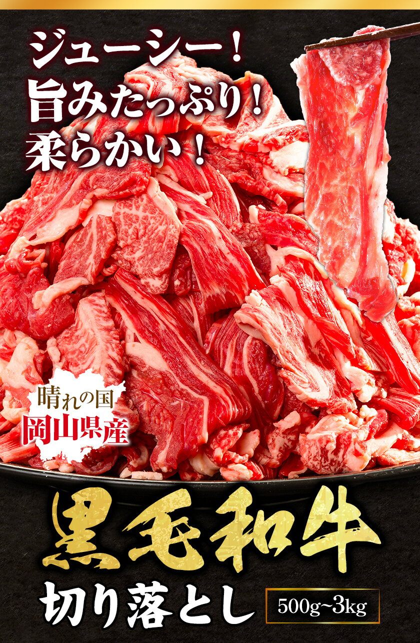【ふるさと納税】ふるさと納税 黒毛和牛 切り落とし 500g 〜 3kg 《30日以内に出荷予定(土日祝除く)》 岡山県 矢掛町 牛 牛肉 和牛 牛丼 カレー 小分け 小分けパック 250g 送料無料