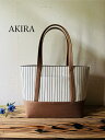 【ふるさと納税】【 マツコの知らない世界 】職人手作り AKIRA オリジナル 大きなトートバッグ レディスショルダータイプ ストライプ×薄茶デニム A4対応 大容量 軽い 日本製 キャンバス 肩掛け 通勤 上質 カジュアル 岡山県 奈義町 送料無料