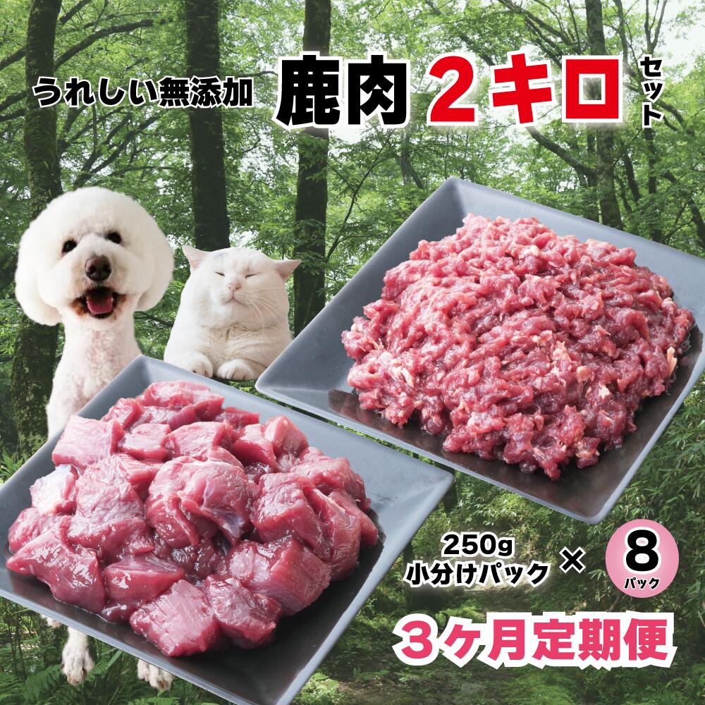 楽天岡山県西粟倉村【ふるさと納税】【3回定期便】 森のジビエ for PET 鹿肉 250g×8パック（計2kg）ペットフード 犬 猫 A-JK-B01A