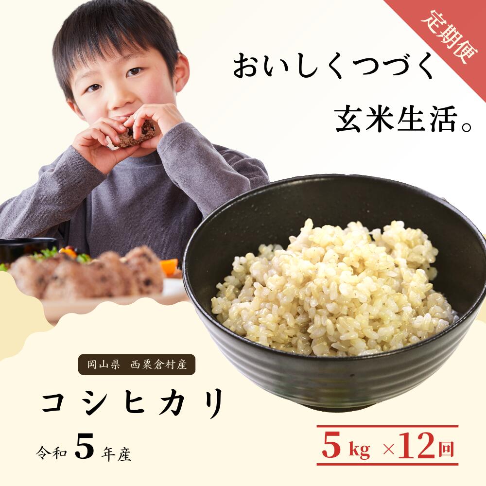 【ふるさと納税】【12回定期便】玄米 5kg 令和5年産 コシヒカリ 岡山 あわくら米米倶楽部 K-ab-DCZAのサムネイル