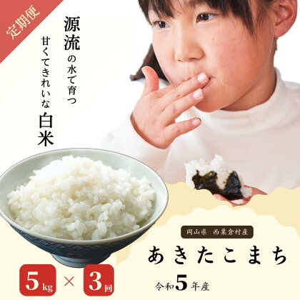 【3回定期便】白米 5kg 令和5年産 あきたこまち 岡山 あわくら米米倶楽部 K-bf-BCZA