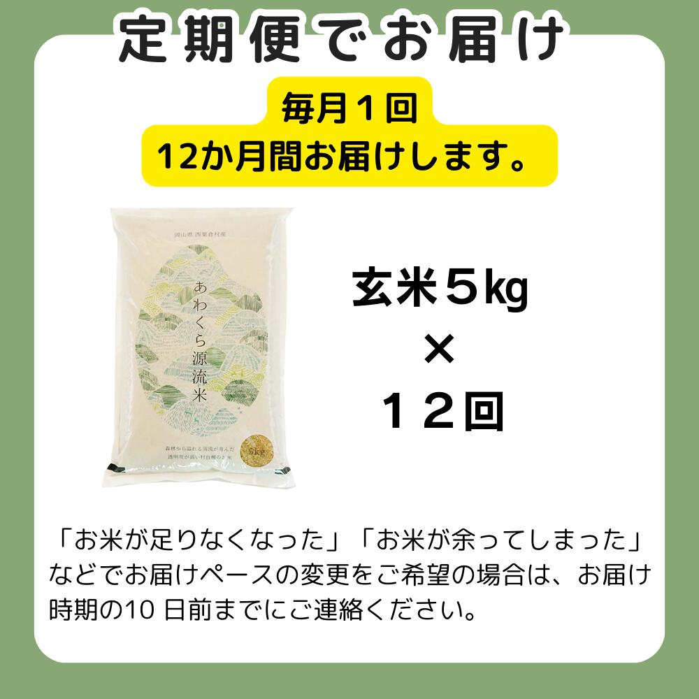 【ふるさと納税】《令和6年産新米先行予約・9月ごろよりお届け開始》【12回定期便】玄米 5kg 令和6年産 コシヒカリ 岡山 あわくら源流米 K-ab-DDZA 2