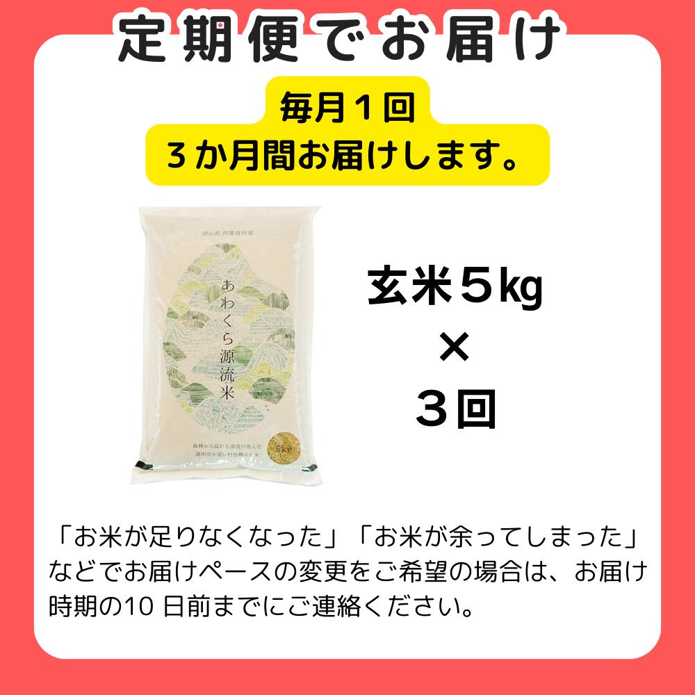 【ふるさと納税】《令和6年産新米先行予約・9月ごろよりお届け開始》【3回定期便】玄米 5kg 令和6年産 コシヒカリ 岡山 あわくら源流米 K-ab-BDZA