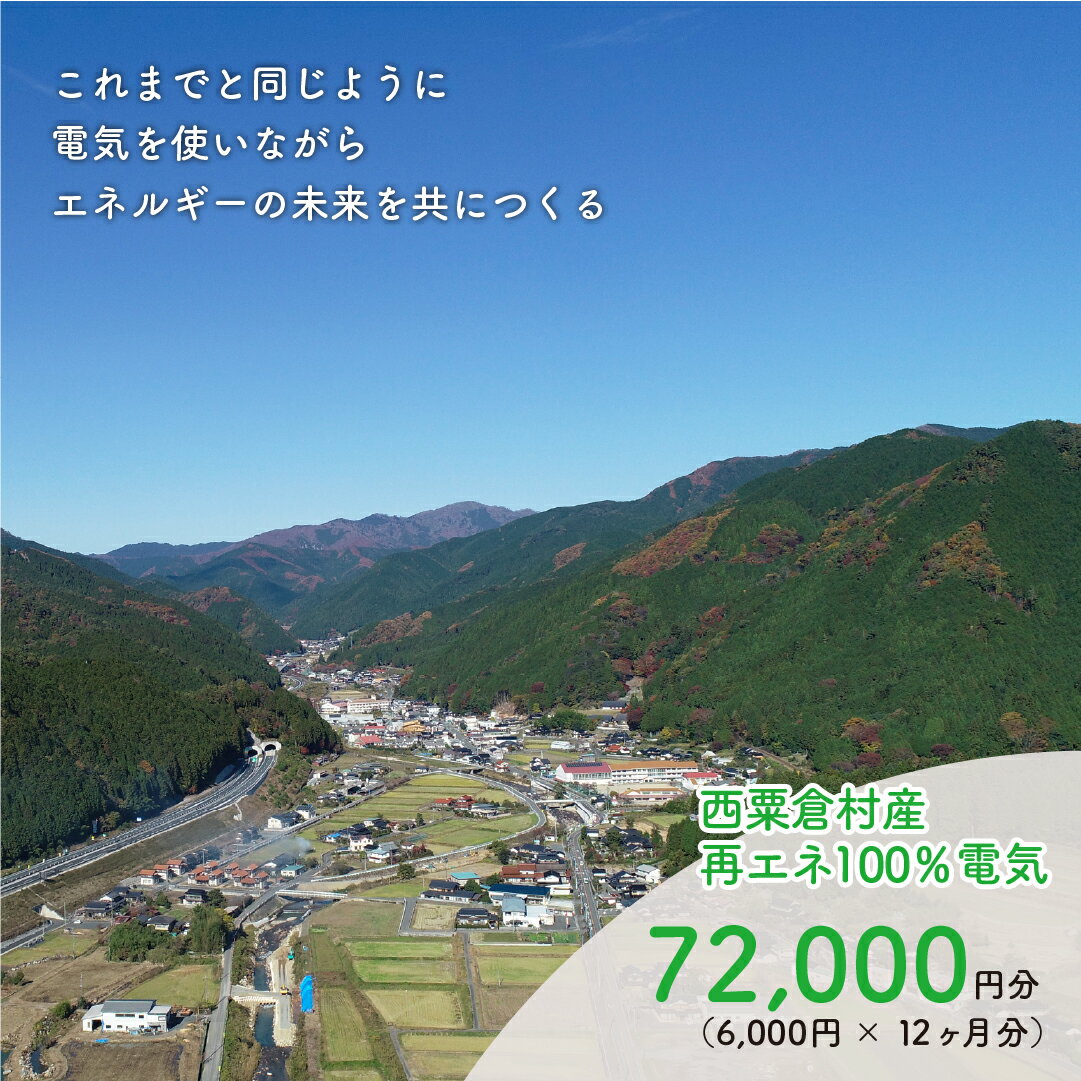 電気料金 （6,000円×12ヶ月分） 百森でんき CO2フリー 地域電力 お礼の電気 脱炭素 ゼロカーボン 岡山県 西粟倉村  e-vv-A05D