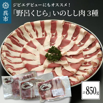 「野呂くじら」 いのしし肉 3パックセット（計850g）鍋用 牡丹肉 ぼたん鍋 いのしし汁 猪肉 ジビエ ロース うで もも 詰め合わせ 広島県 呉市