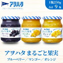 【ふるさと納税】アヲハタ ジャム ブルーベリー マンゴー オレンジ 各3瓶 まるごと果実 3種9瓶(1瓶250g)【 加工食品 果物 フルーツ 詰め合わせ フル...