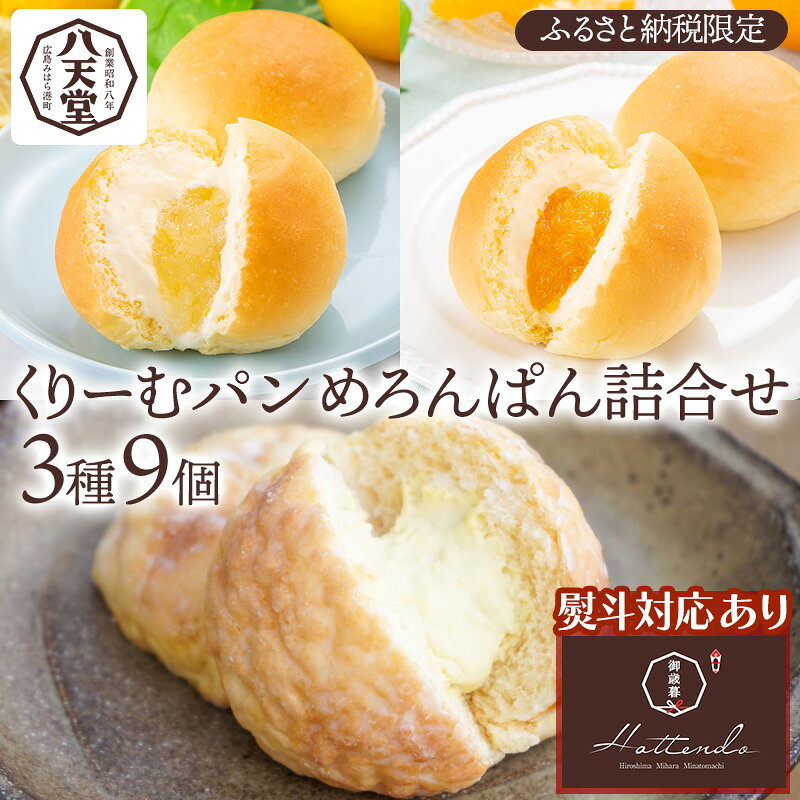 【お歳暮】くりーむパン めろんぱん 詰合せ 3種 計9個 八天堂 熨斗あり 133011