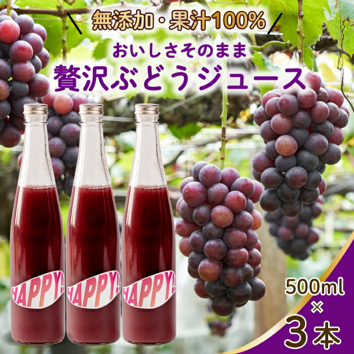 [無添加][果汁100%]ぶどうジュース3本セット ブドウジュース 瓶 ビン ストレート 国産 砂糖不使用 059020