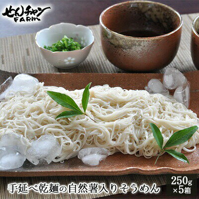 コシがあって美味♪手延べ乾麺の自然薯入りそうめん(250g×5箱) 広島 三原 とろろ 常温 [麺類 そうめん 素麺 自然薯入りそうめん]