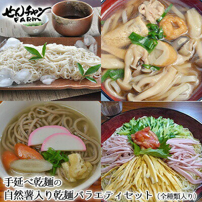 【ふるさと納税】コシがあって美味♪手延べ乾麺の自然薯入り乾麺バラエティセット（全種類入り） 広島 三原 とろろ 常温 そうめん うどん ラーメン そば 冷やし中華　【麺類 そうめん 蕎麦 そば 素麺 乾麺 うどん 自然薯入り乾麺】 1