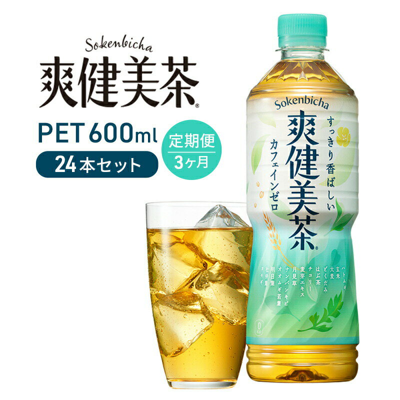 お茶 定期便 3ヶ月 爽健美茶 600ml 24本 セット ペットボトル 広島 三原 コカ・コーラボトラーズ 飲料 カフェインゼロ 3回 [定期便・ 三原市 ]