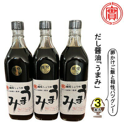 卵かけご飯と相性バツグン！だし醤油「うまみ」3本入 広島 三原 実広醤油　【だし醤油 しょうゆ だし醤油 醤油】