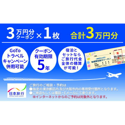 広島県三原市　日本旅行「地域限定旅行クーポン」（30，000円分）　【旅行 チケット 宿泊券 地域限定旅行クーポン】