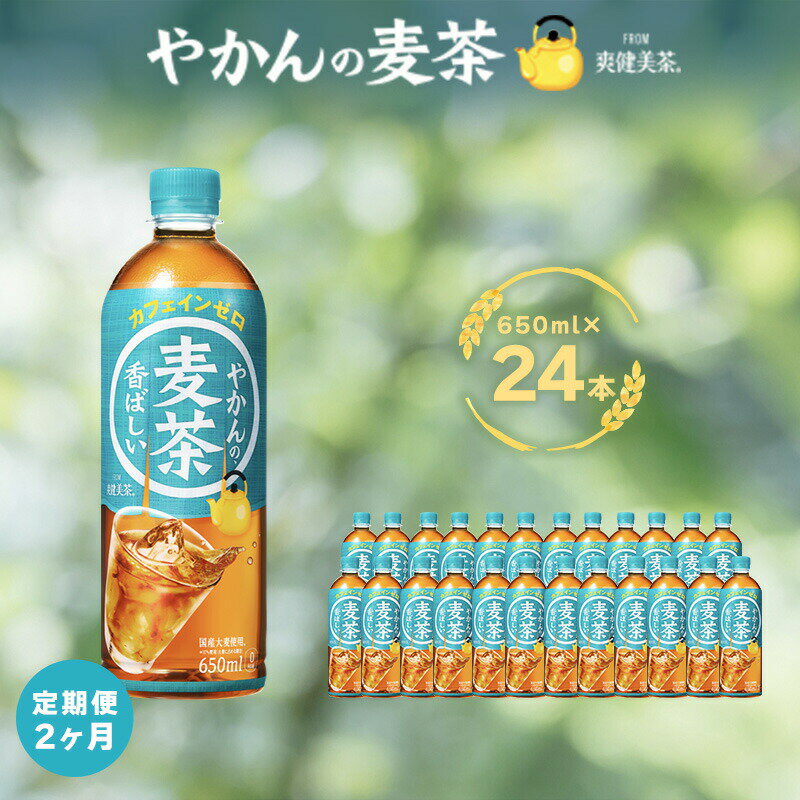 麦茶 定期便 2ヶ月 やかんの麦茶 from 爽健美茶 650ml 24本 セット ペットボトル 広島 三原 コカ・コーラボトラーズ 飲料 お茶 ノンカフェイン お楽しみ 2回 [定期便・ 三原市 ]