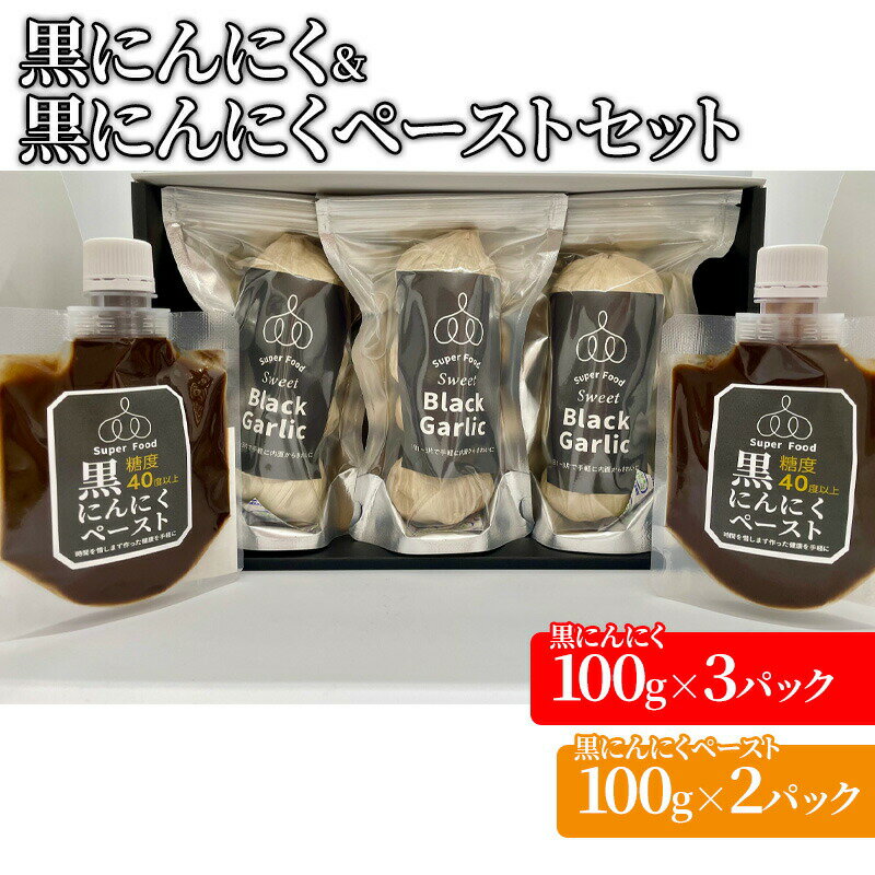 【ふるさと納税】黒にんにく 100g×3パック 黒にんにくペースト 100g×2パック セット (4) 調味料 にんにく　【三原市】