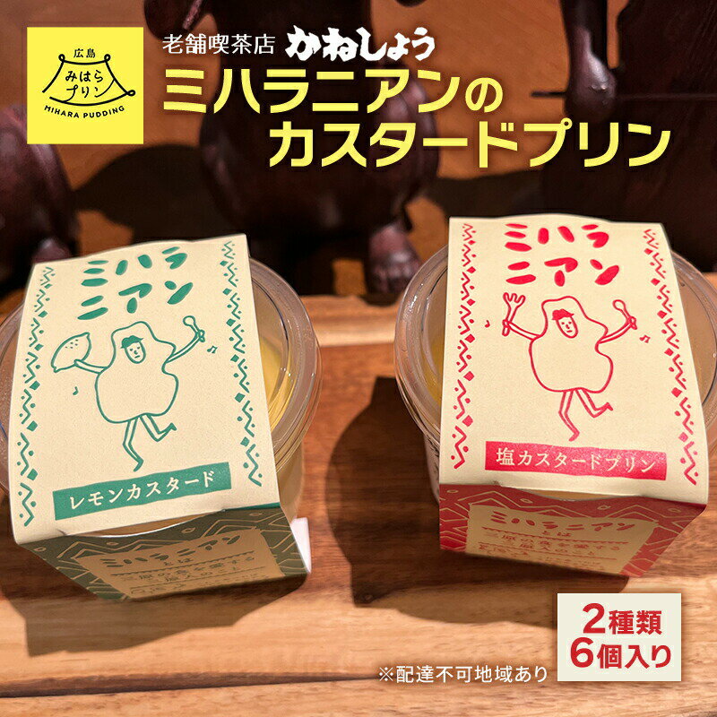 プリン 三原の老舗喫茶店「かねしょう」 ミハラニアンのカスタードプリン 2種類 6個入り お菓子 菓子 おやつ [三原市]