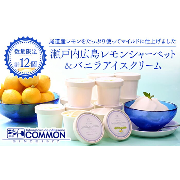 【ふるさと納税】【数量限定】瀬戸内広島レモンシャーベット＆バニラアイスクリームセットM