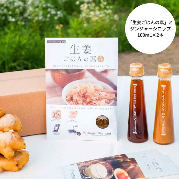 【ふるさと納税】福山産 厳選素材の「生姜ごはんの素×1袋」＆「ジンジャーシロップ100mL×2本」 | 詰合せ ごはんの素 生姜ごはん 生姜 シロップ お弁当 広島県 福山市