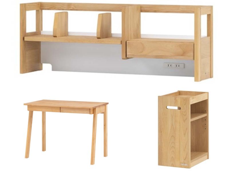 学習デスク3点セット(フィーロ 本体・上棚・ワゴン)