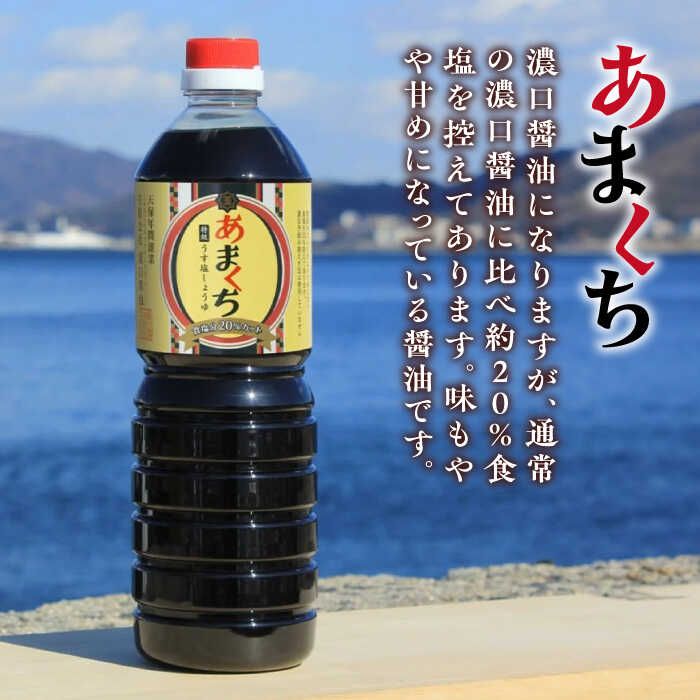 【ふるさと納税】調味料 だし 醤油 リピーター続出のあまくちうす塩醤油 1L×3本 調味料 料理 ラーメン うどん 鍋 餃子 ギフト 簡単レシピ 江田島市/有限会社濱口醤油[XAA045] 醤油 しょうゆ だし 出汁 簡単 調味料 大豆 セット 保存 酒【7日以内発送】