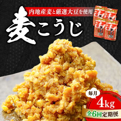 【全6回定期便】毎日食べても飽きない！創業明治28年の伝統の味！ 田舎みそ（麦こうじ）1kg×4袋 安心 安全 料理 ごはん 朝食 酵素 発酵 簡単 レシピ 江田島市/瀬戸内みそ高森本店[XBW054]