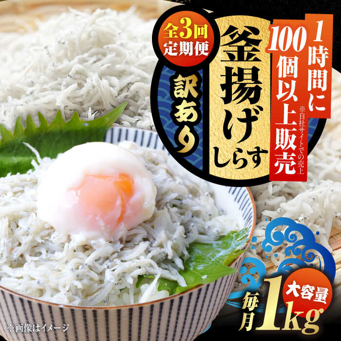 【ふるさと納税】【全3回定期便】【訳あり】鮮度抜群 ふわふわ 釜揚げしらす 1kg (業務用)しらす 釜揚げ 冷凍 シラス 小分け パック 干し 魚介類 鮮魚 ...