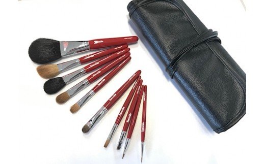 熊野化粧筆 ラグジュアリセット 軸色:赤 メイクブラシ 熊野筆 化粧筆
