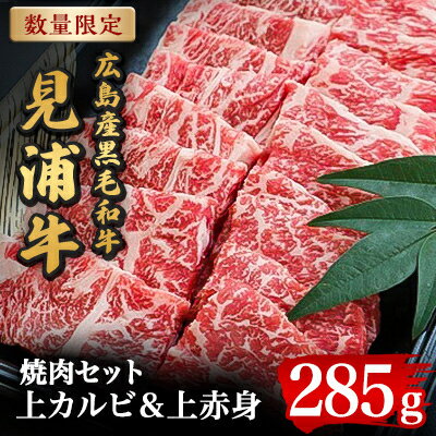 名称 広島産黒毛和牛　「見浦牛」の焼肉セット(285g) 保存方法 冷凍 発送時期 お申込み後2〜3週間程度で発送予定 提供元 見浦牧場ミートセンター 原産地 広島県安芸太田町 賞味期限 8ヶ月 配達外のエリア 離島 お礼品の特徴 広島県の北西部、標高750mに位置する見浦牧場。毎年積雪が2mにもなる厳しい自然環境の中、強く、元気な黒毛和牛を育てています。 しっかり運動して発達した筋肉の土台の上に、穀物を与えて脂肪をつけていくことで、旨味を蓄えた美味しい牛肉になります。 ◆こだわりの自家繁殖と群飼育 見浦牧場では、母牛と自家繁殖で生まれた子牛を一年中放牧しながら、群れで飼育(群飼育)しています。広々とした牧草地を母子で駆け回ることで、健康でストレスのない牛が育ちます。 ◆年間出荷数40頭余りの希少な黒毛和牛 50年余り「牛肉の本当の美味しさ」を追い求めてきた見浦牛は、赤身のうまみが感じられる美味しいお肉だと自負しております。 年間出荷数40頭余りの希少な黒毛和牛を是非ご賞味ください。 ■内容量:285g(上カルビ、上赤身)(冷凍) ※画像はイメージです。 ・ふるさと納税よくある質問はこちら ・寄附申込みのキャンセル、返礼品の変更・返品はできません。あらかじめご了承ください。このお礼品は以下の地域にはお届けできません。 ご注意ください。 離島