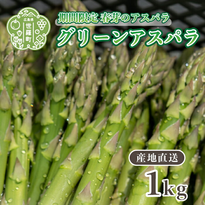 【ふるさと納税】アスパラガス 1kg 春芽【先行予約・期間限定】グリーンアスパラ 野菜 産地直送 新鮮 JGAP認証農場 世羅 うづと【2024年3月下旬以降順次発送】A013-02