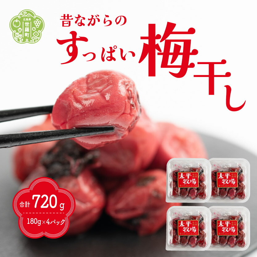 【ふるさと納税】自家製 梅干し 4パック 合計720g (180g×4) 世羅産 大粒 昔ながら すっぱい すっぱい梅 梅 梅干 ウメ しそ梅 うめ漬 赤しそ うめぼし おにぎり お弁当 A035‐03のサムネイル