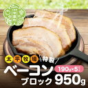 【ふるさと納税】特製ベーコン ブロック(190g×5パック) 無着色 国産 ベーコン ブロック 数量限定 世羅 A035‐06